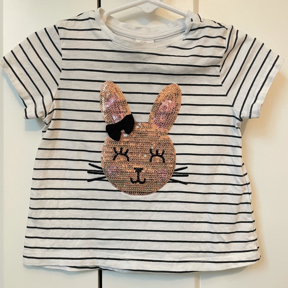 H&M bunny sequin shirt 6-9m